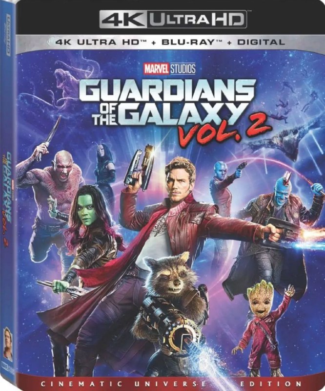 名称：银河护卫队2 (2017) 4K HDR 国英多音轨 中字内嵌字幕描述：在伊戈的带领下，星爵、卡魔拉和德拉克斯来到了由伊戈一手制造的星球上，而剩下的成员们则着手修复损坏的飞船