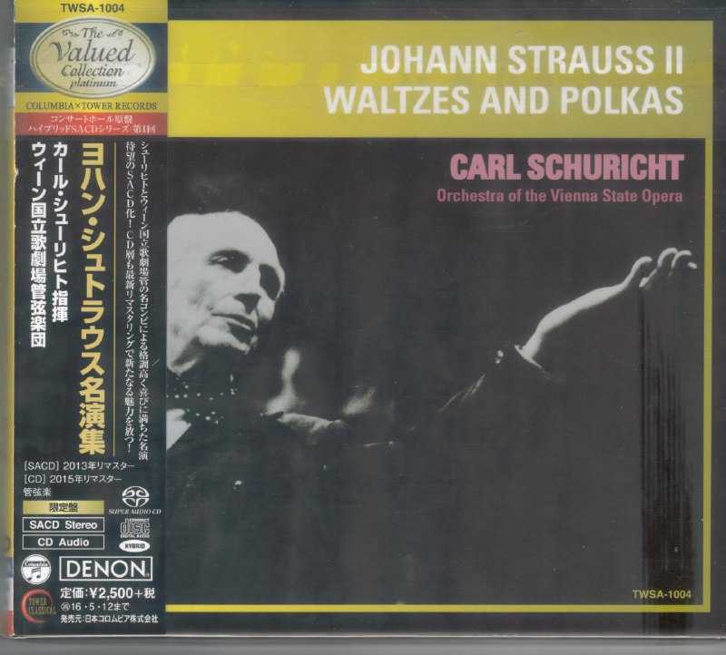 名称：Carl Schuricht - J. Strauss II: Waltzes and Polkas (1963) SACD描述： 这张堪称“维也纳舞曲的黄金现场”：指挥大师舒里希特牵手维也纳国家歌剧院管弦乐团，把小约翰·施特劳斯的圆舞曲与波尔卡彻底盘活——《蓝色多瑙河》的浪漫流淌、《闲聊波尔卡》的俏皮跳脱、《皇.帝圆舞曲》的华贵雍容，全被揉进饱满鲜活的管弦乐里，既有维也纳本土的灵动韵律，又带着老派指挥的优雅质感，是能让耳朵“跳起舞”的施特劳斯经典演绎，古典乐迷必藏的宝藏唱片之一