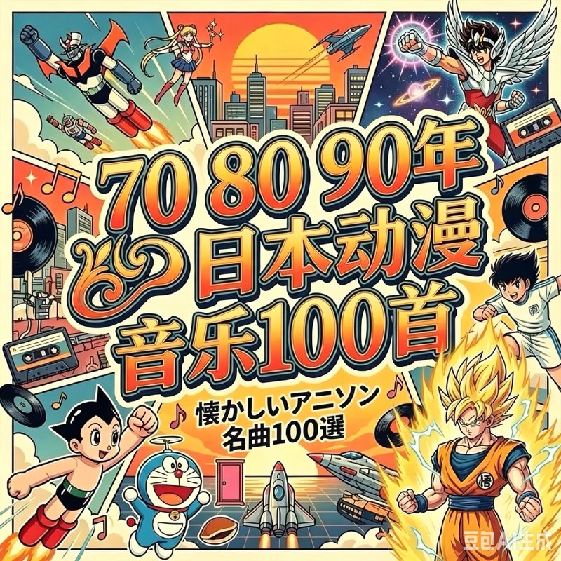 名称：日本动漫歌曲708090 TOP100 FLAC描述：这张榜单精选了1970-1990年代日本动漫黄金时期的经典歌曲，涵盖《宇宙战舰大和号》《机动战士高达》《圣斗士星矢》《美少女战士》《龙珠》《新世纪福音战士》等永恒名作的OP/ED与插曲