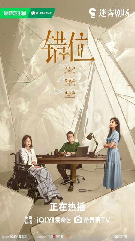 名称：错位 (2024)描述：刑警姜光明（马伊琍 饰）和石落（高至霆 饰）在调查一起案件时，偶然发现作家顾己鸣（佟大为 饰）的小说中所描绘的犯罪现场与自己正在调查的案发现场离奇重合，虚构与现实交错，一切真的只是巧合？而小说的出现也为二人的追查提供了新的方向，但与此同时也将他们引向了更深的迷局......案中案，谜中谜，隐藏在幕后的凶手究竟是谁？夸克：