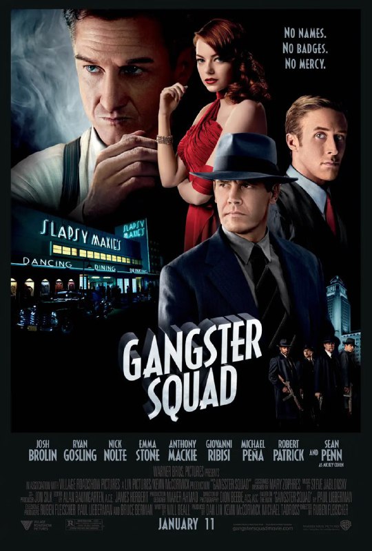 名称：匪帮传奇 Gangster Squad (2013)描述：20世纪40年代，前拳击冠军Mickey Cohen（西恩·潘 Sean Penn 饰）是洛杉矶最有势力的黑帮老大，他一边经营着卖淫、赌博等活动，一边贿赂洛杉矶警方和法官，在洛杉矶为非作歹，为霸一方