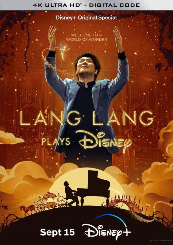 名称：郎朗琴音：迪士尼金曲 (2023) 4K 中英硬字幕描述：国际钢琴大师郎朗与英国皇家爱乐乐团合作，在英国皇家阿尔伯特音乐厅举办迪士尼金曲专场音乐会，呈现了一场音乐魔法之旅