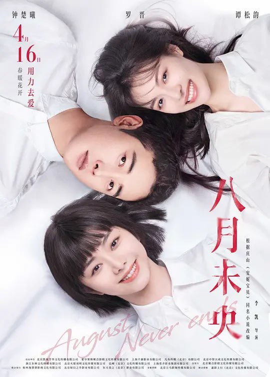 名称：八月未央 (2021)描述：讲述了可爱率真的小乔（谭松韵 饰）遇见了沉默寡言的未央（钟楚曦 饰），小乔的热情开朗使性格迥异的她们迅速成为了“蜜友”，而小乔未婚夫朝颜（罗晋 饰）的出现使得三人的感情产生了微妙的变化，三人关系也由此变得错综复杂的爱情故事