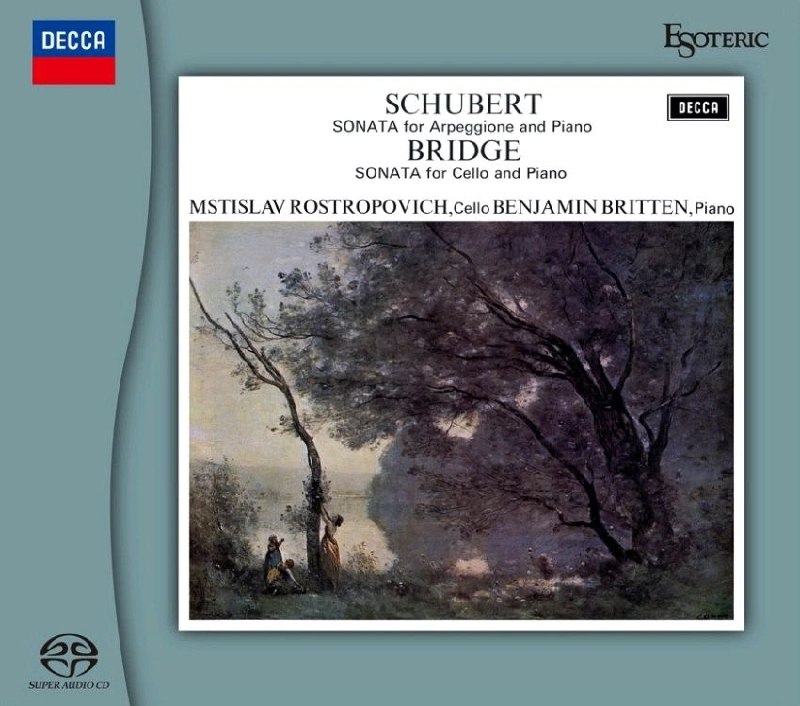名称：Schubert - Sonata for Arpeggione etc. - Mstislav Rostropovich, Benjamin Britten (2024)(SACD) 1961-1968/2025描述：这张Esoteric出品的SACD重制版（ESSD-90303），复刻了罗斯特罗波维奇与布里顿1968年的传奇录音