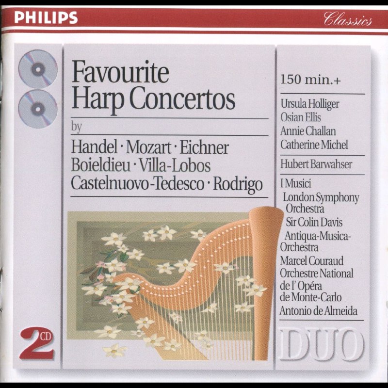 名称：最受欢迎的竖琴协奏曲》2CD WAV+CUE描述：这张专辑飞利浦小双张系列的《竖琴协奏曲》，精选了七位作曲家最受大众喜爱的竖琴协奏曲作品