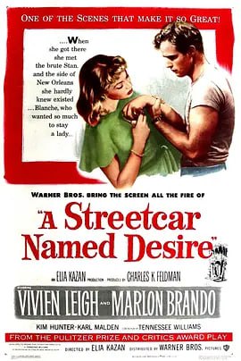 名称：欲望号街车 A Streetcar Named Desire (1951)描述：徐娘半老风味犹存的“南部美女”白兰芝（费雯丽）因“不适当”的行为被解除家庭教师职务后，来到新奥尔良投靠妹妹