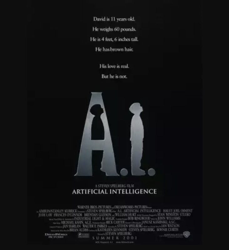 名称：人工智能 (2001) 1080P 国英多音轨 中字内嵌字幕描述：21世纪中期，由于温室效应，南北极冰川融化，地球上很多城市被淹没