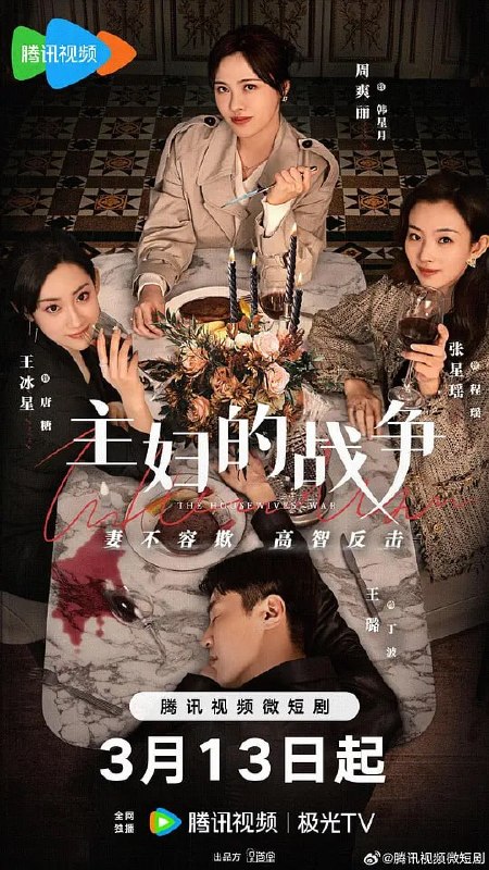 名称：主妇的战争 (2024)描述：职场高管韩星月（周爽丽 饰）为了孩子，选择回归家庭成为全职主妇，却发现丈夫丁波（王璐 饰）不仅出轨还转移资产，把一切付出给家庭却遭此巨变，忍无可忍的她，把职场精英的强悍面，在反击渣男的战斗中展现得淋漓尽致，完成自我重生和人生逆袭，为主妇找到兼顾家庭与事业的新方向